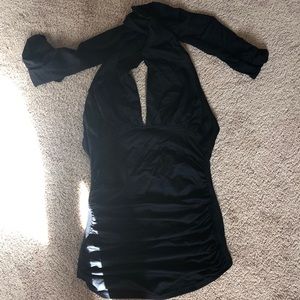 Stretchy black halter top backless from France